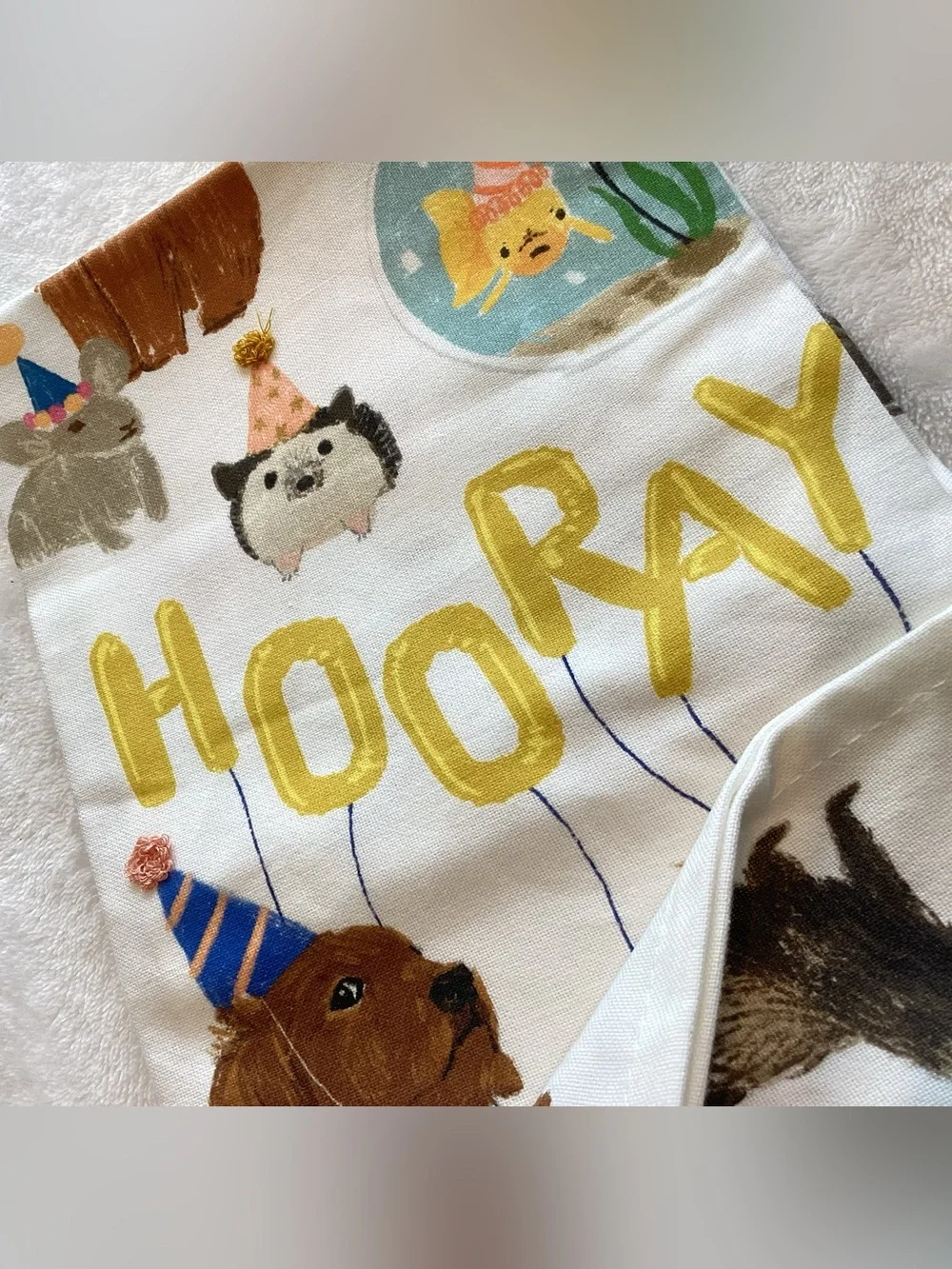 🐾Anthropologie Dish Towel Cotton New Animals Dogs Cats Pets Hip Hip Hooray
